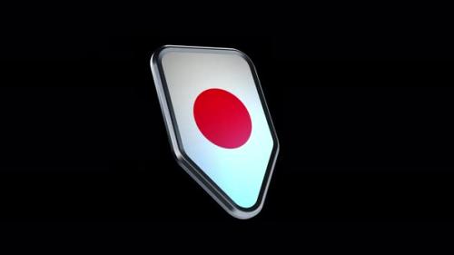 Videohive - the appearance of a metal badge with the flag of the country " Japan " alpha channel - 47975939