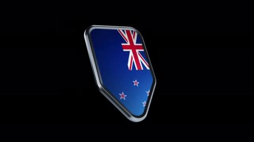 Videohive - the appearance of a metal badge with the flag of the country " New Zealand " alpha channel - 47975950