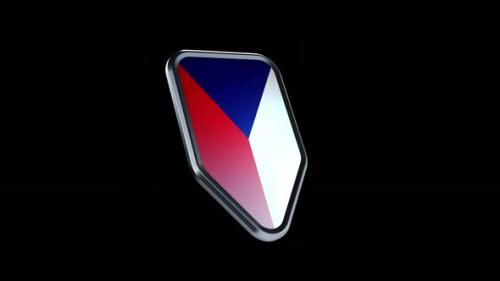 Videohive - the appearance of a metal badge with the flag of the country " Czech Republic " alpha channel - 47976287
