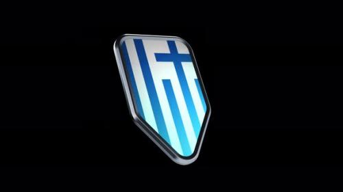 Videohive - the appearance of a metal badge with the flag of the country "Greece" alpha channel - 47976289