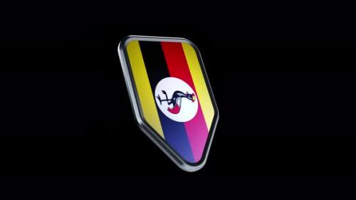 Videohive - the appearance of a metal badge with the flag of the country " Uganda " alpha channel - 47976290