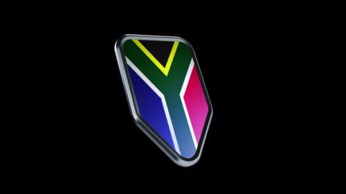 Videohive - the appearance of a metal badge with the flag of the country " South Africa " alpha channel - 47976293