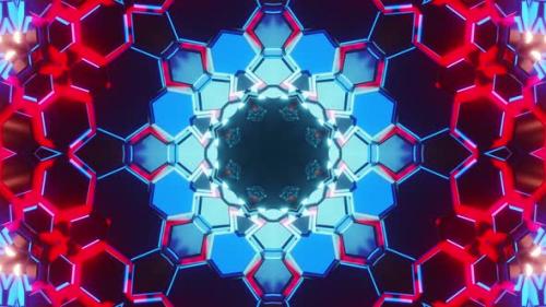 Videohive - Circular object with red and blue background and black background. Kaleidoscope VJ loop - 47960177