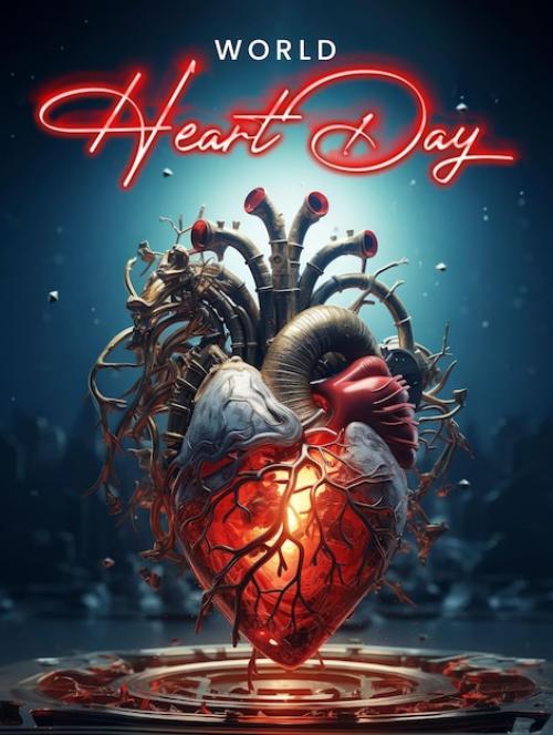 Premium PSD | World heart day social media poster design with heart anatomy background Premium PSD