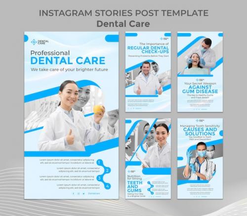 Premium PSD | Flat design dental care instagram stories Premium PSD
