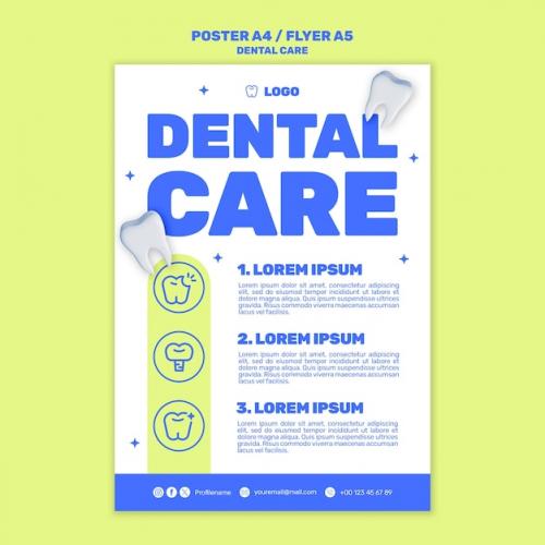 Premium PSD | Flat design dental care poster template Premium PSD