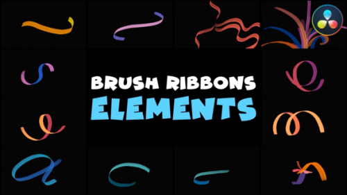 Videohive - Brush Ribbons Elements | DaVinci Resolve - 47992798