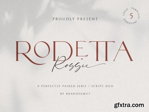 Rodetta Rossie Font Duo + Logos Ui8.net
