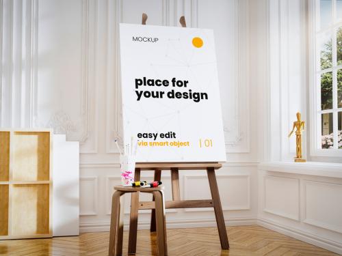 Atelier Painter Stand Vertical Canvas Mockup 639415315