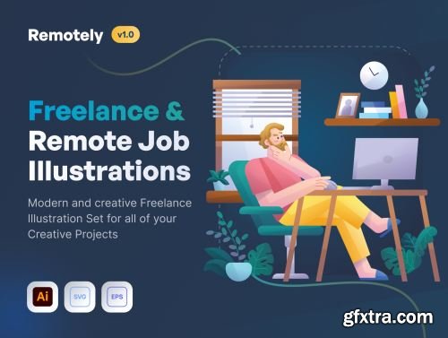 Remotely - Freelance & Remote Job Illustrations Ui8.net