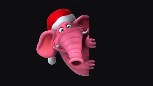 Videohive - Fun 3D cartoon elephant with a blank sign (with alpha channel included) - 48022593