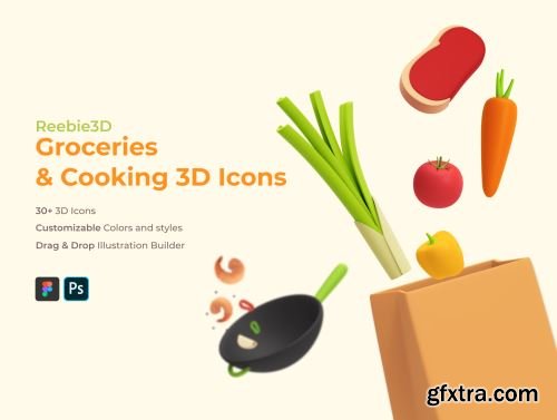 Reebie 3D Groceries & Cooking Pack Ui8.net