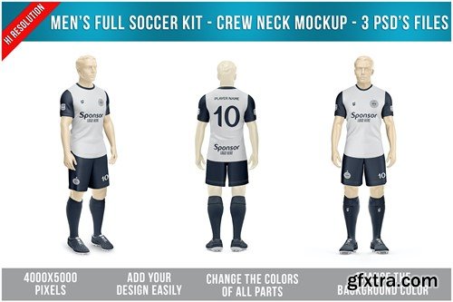 Men’s Full Soccer Kit - Crew Neck Mockup K78WTEA