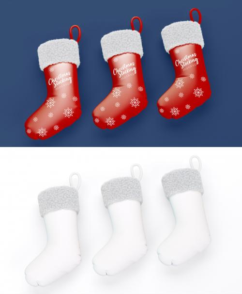 Three Christmas Socks Mockup 639228750