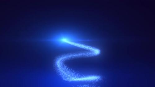 Videohive - Abstract bright blue flying line of dots and luminous particles of energetic magical bright spirals - 48025795