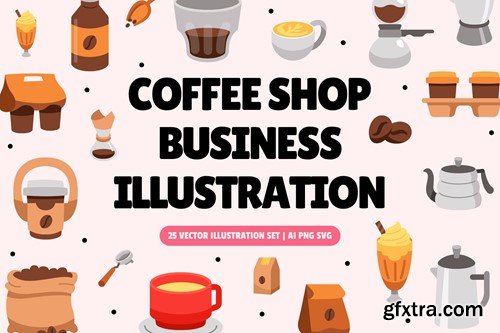 Coffee Shop Business Illustration Set 5R6SM2E