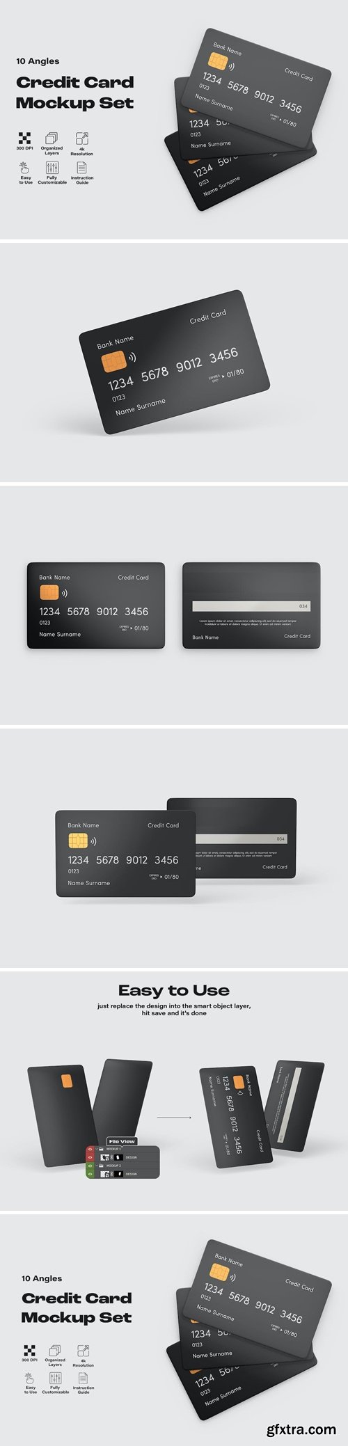Credit Card Mockup Set M3W2F3T