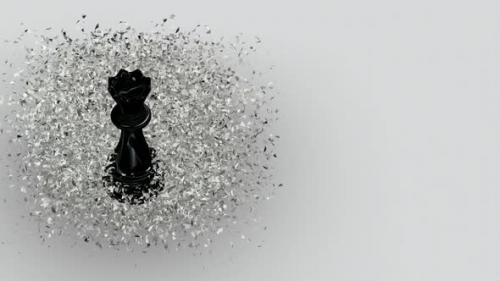 Videohive - Luxury Background with Black Chess Queen in White Glass Fragments, Unique Design, 3D Render - 48036597