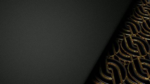 Videohive - Background with Gold and Black Shapes, Reflection, 3D Render, Figures, Unique Design - 48036606