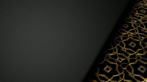 Videohive - Background with Gold and Black Shapes, Reflection, Figures, Unique Design, 3D Render - 48036610