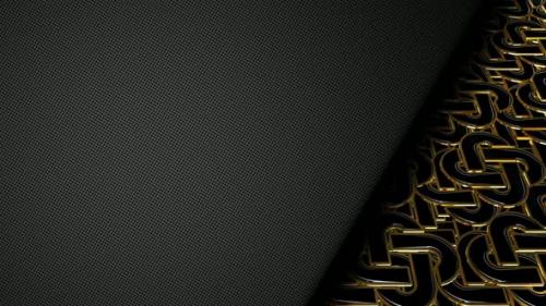 Videohive - Background with Gold and Black Shapes, Reflection, Unique Design, Figures, 3D Render - 48036612