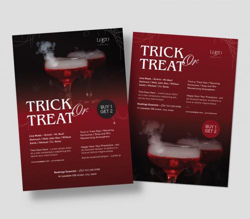 Halloween Flyer Layout with Red Accents 638414290