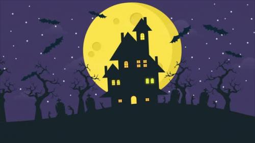 Videohive - Happy Halloween Background Bats Flying Air 4K - 48038398