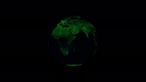 Videohive - Night earth planet always rotating on globe space seen from 3D object alpha - 48044580