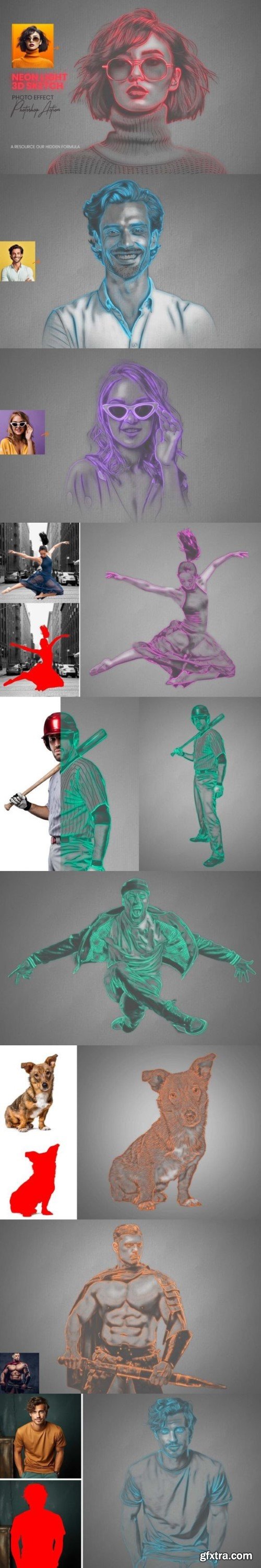 Photoshop 3D Neon Light Sketch