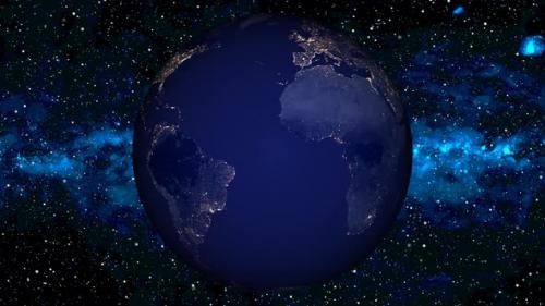 Videohive - Night earth planet always rotating on globe space seen from 3D object alpha - 48044586