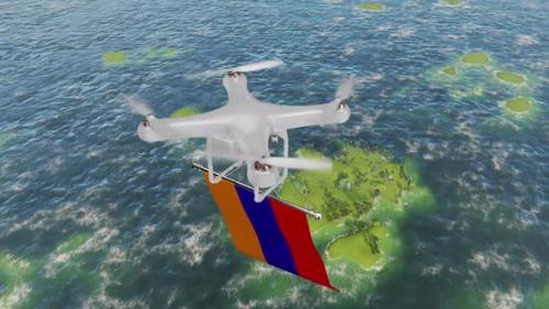Videohive - The Drone Flying With Armenia Flag Above The Sea - 48046071