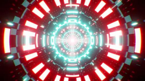 Videohive - Red And Cyan Dazzling Tunnel Vj Loop - 48060222
