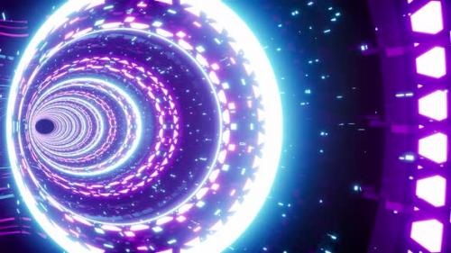 Videohive - Vj Loop Of Neon Lights Dimension Tunnel - 48060232