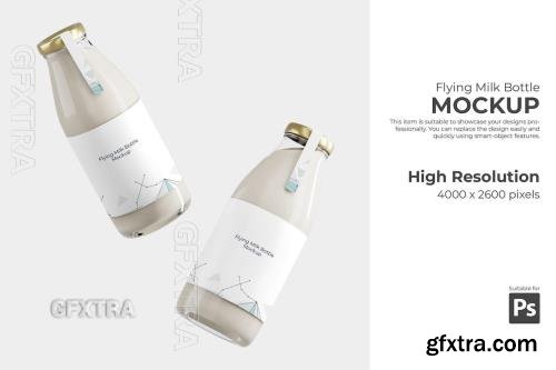 Flying Milk Bottle Mockup 8P722PV