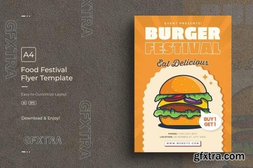 Burger Fast Food Festival A4 Flyer Design Template 65JBFR4