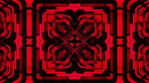 Videohive - Red and black square with design in the middle. Kaleidoscope VJ loop - 48042829