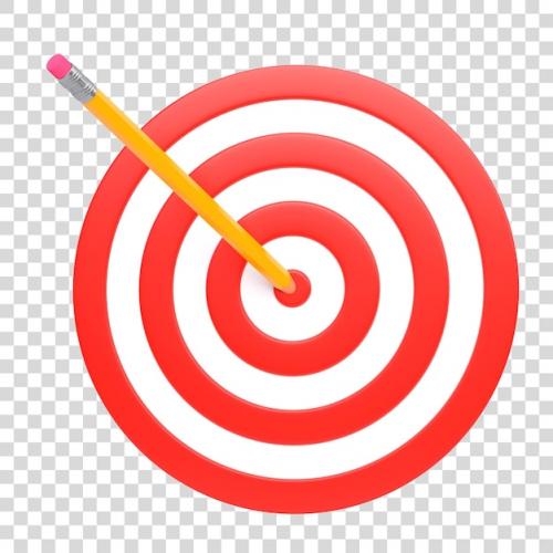 Premium PSD | Pencil on center of target isolated on white background business goal achievement success education Premium PSD