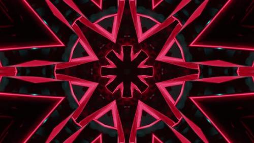 Videohive - Red and black abstract design with star in the center. Kaleidoscope VJ loop - 48042832