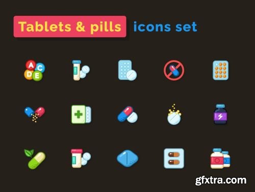 Pills & Tablets Icons Set Ui8.net