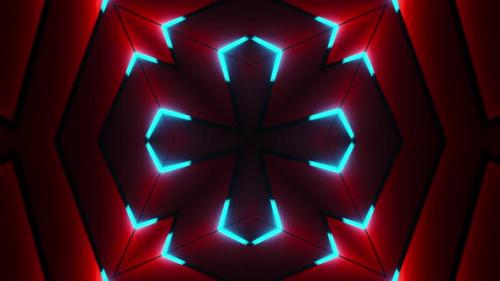 Videohive - Red and blue abstract design with star pattern on it. Kaleidoscope VJ loop - 48042842