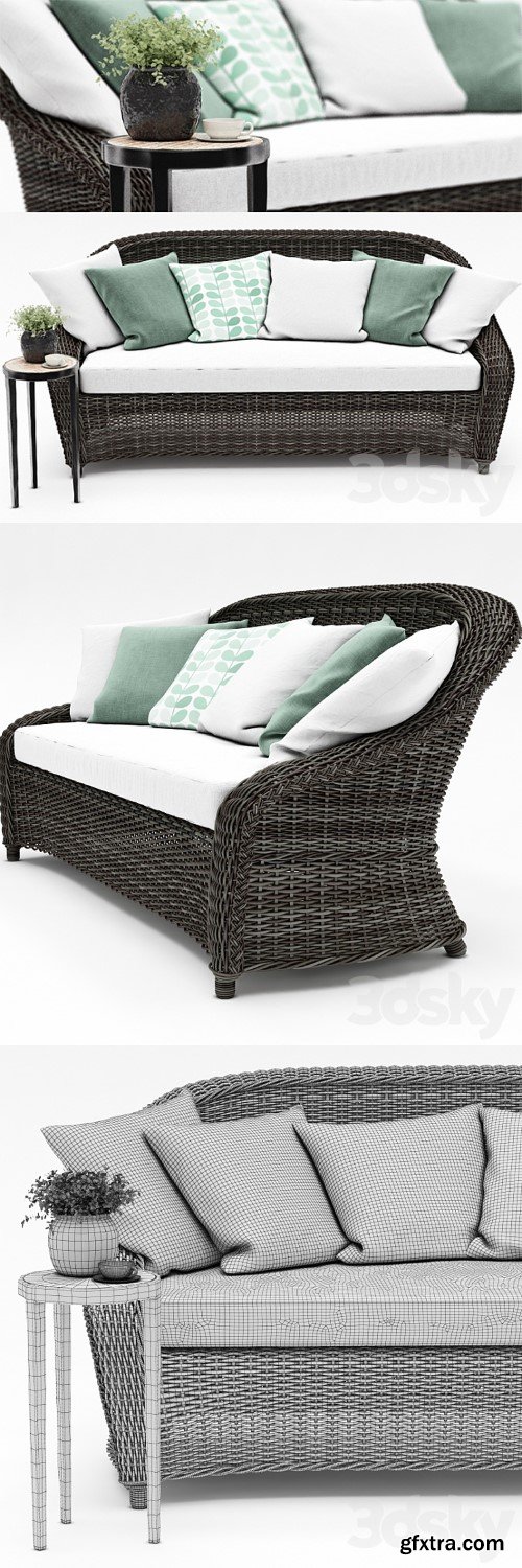 TORREY ALL-WEATHER WICKER ROLL-ARM SOFA from Pottery barn