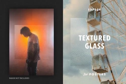 Premium PSD | Textured glass photo effect for posters Premium PSD