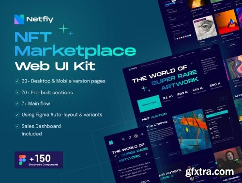 Netfly - NFT Marketplace Web UI Design Kit Ui8.net