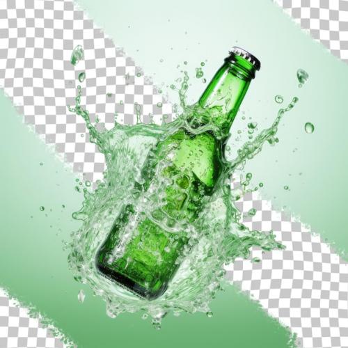 Premium PSD | Splash of water on a green beer bottle Premium PSD