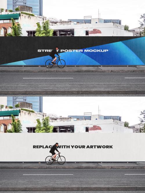 City Hoarding Street Urban Outdoor Poster Mockup Template Branding Billboard Advertisement 644044443