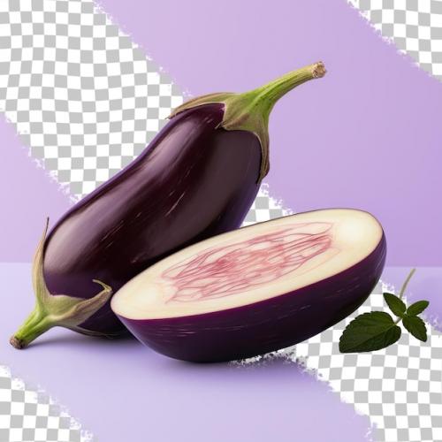 Premium PSD | Closeup of organic eggplants on transparent background Premium PSD