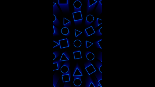 Videohive - Vertical video blue neon geometric vj loop animation background - 48039450