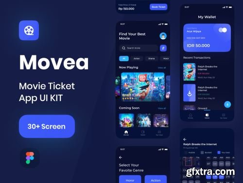 Movea - Movie Ticket App UI Kit Ui8.net