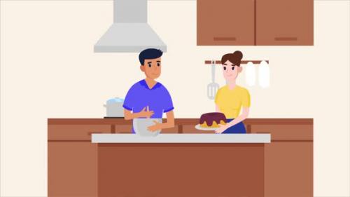 Videohive - Couple Cooking in the Kitchen - 48040452