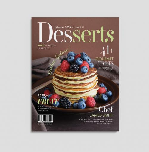 Food Magazine Cover Layout for Sweet Dessert Menu 647115639